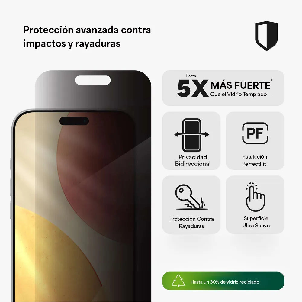 Protector de Pantalla Zagg GL Privacidad para iPhone 17 Pro Max - Transparente