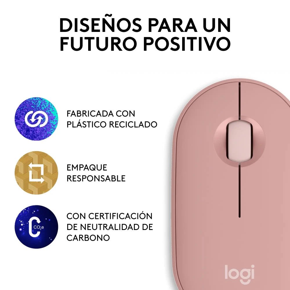 Mouse Inalámbrico Bluetooth Logitech Pebble Mouse 2 M350s - Rosa