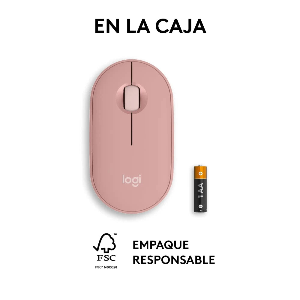 Mouse Inalámbrico Bluetooth Logitech Pebble Mouse 2 M350s - Rosa