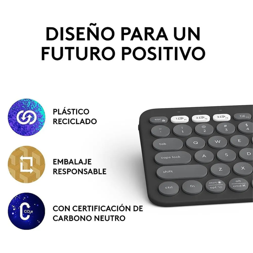 Teclado Bluetooth Multidispositivo Logitech Pebble Keys 2 K380s - Grafito