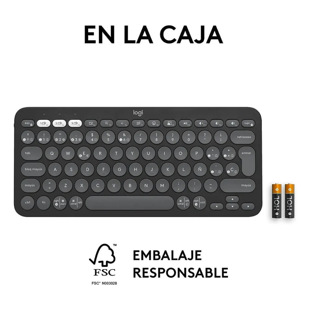 Teclado Bluetooth Multidispositivo Logitech Pebble Keys 2 K380s - Grafito