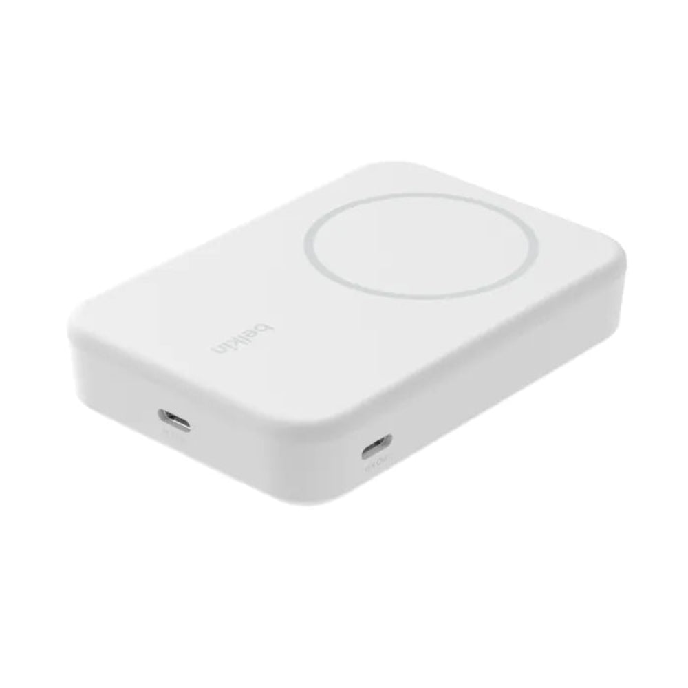 Batería Magnética Inalámbrica Belkin Qi2 - 10 000 mAh + Soporte - Blanca