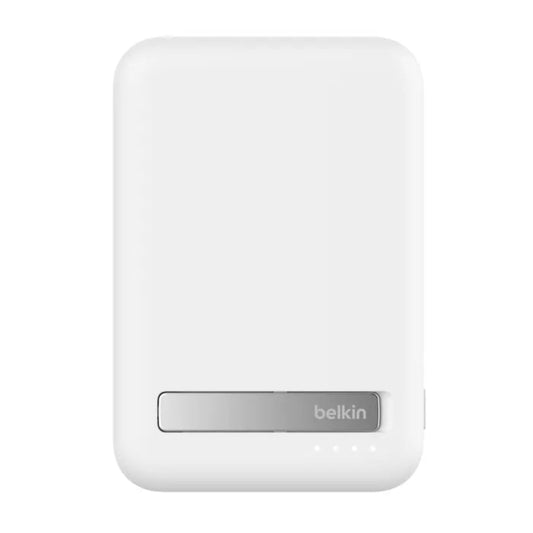 Batería Magnética Inalámbrica Belkin Qi2 - 10 000 mAh + Soporte - Blanca