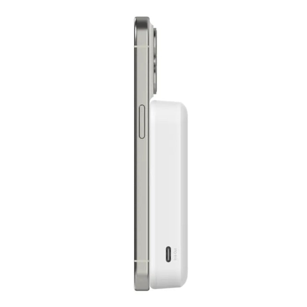 Batería Magnética Inalámbrica Belkin Qi2 - 10 000 mAh + Soporte - Blanca