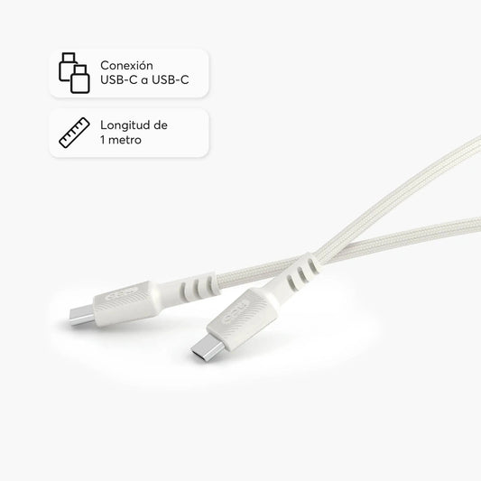 Cable Trenzado NCO PowerLite 1m USB-C a USB-C - Blanco Estrella