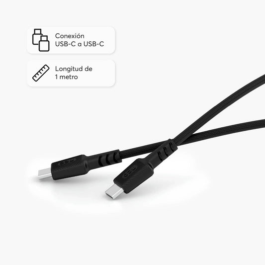 Cable Trenzado NCO PowerLite 1m USB-C a USB-C - Negro