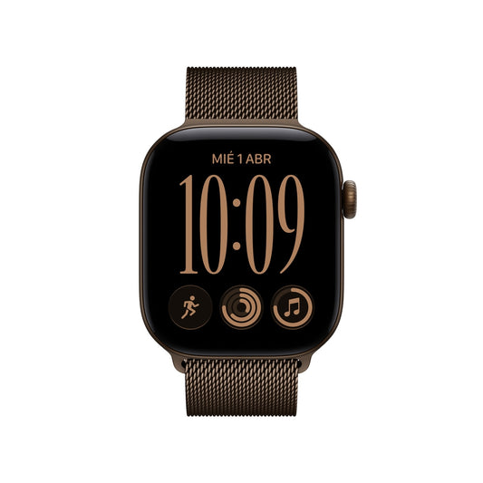 Apple_Watch_Series_12_GPS_caja_de_aluminio_color_bronce_oscuro_de_42_mm_correa_estilo_milanes_color_bronce_oscuro_Imagen_posicion_2_iShop_Colombia