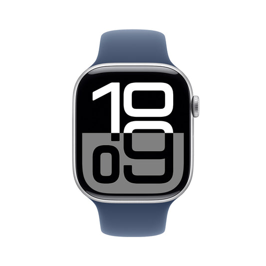Apple_Watch_Series 10_GPS_Caja_de_aluminio_color_plata_de_46 mm_Correa_deportiva_azul_denim_M/L_Imagen_posicion_2_iShop_Colombia