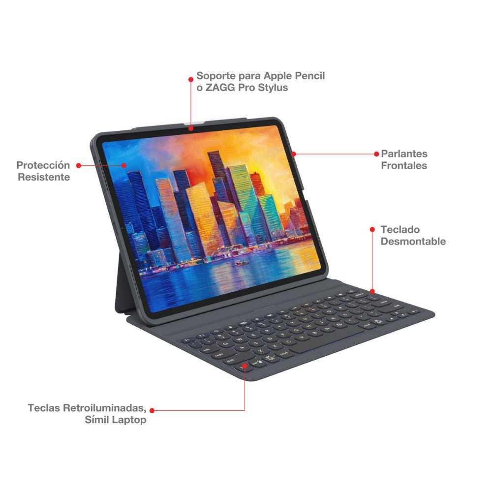 Teclado Zagg con Funda Pro Keys para iPad Pro 11 (1/2/3Gen) - Negro/Gris