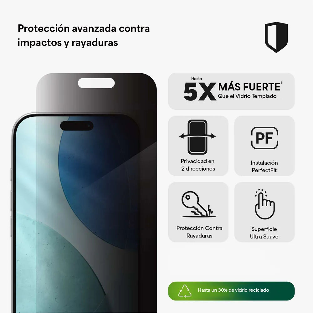 Protector de Pantalla Zagg GL Privacidad para iPhone 17 - Transparente