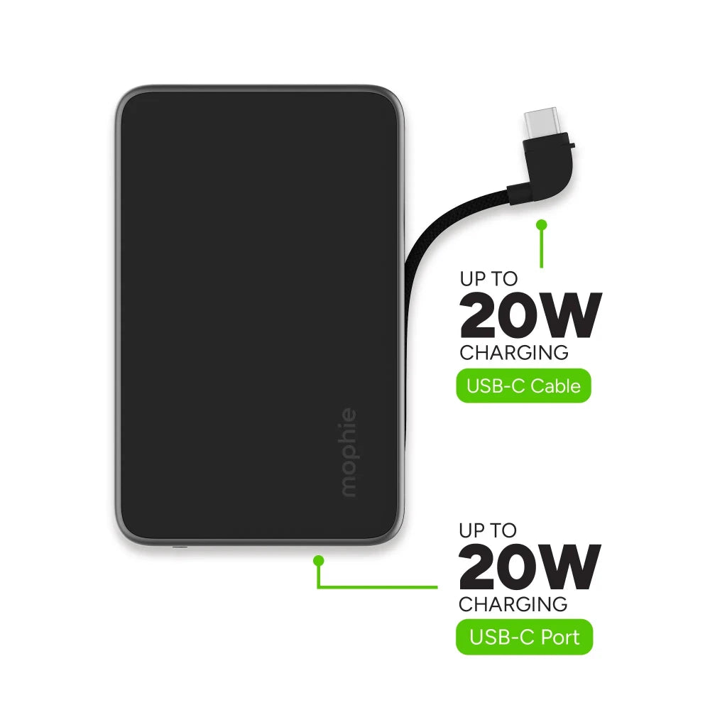 Batería externa Mophie Powerstation Plus 5.000mAh con cable USB-C - Negro