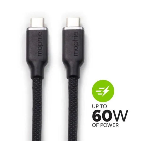 Cable de carga Premiun Mophie USB-C a USB-C (2 mt) - Negro