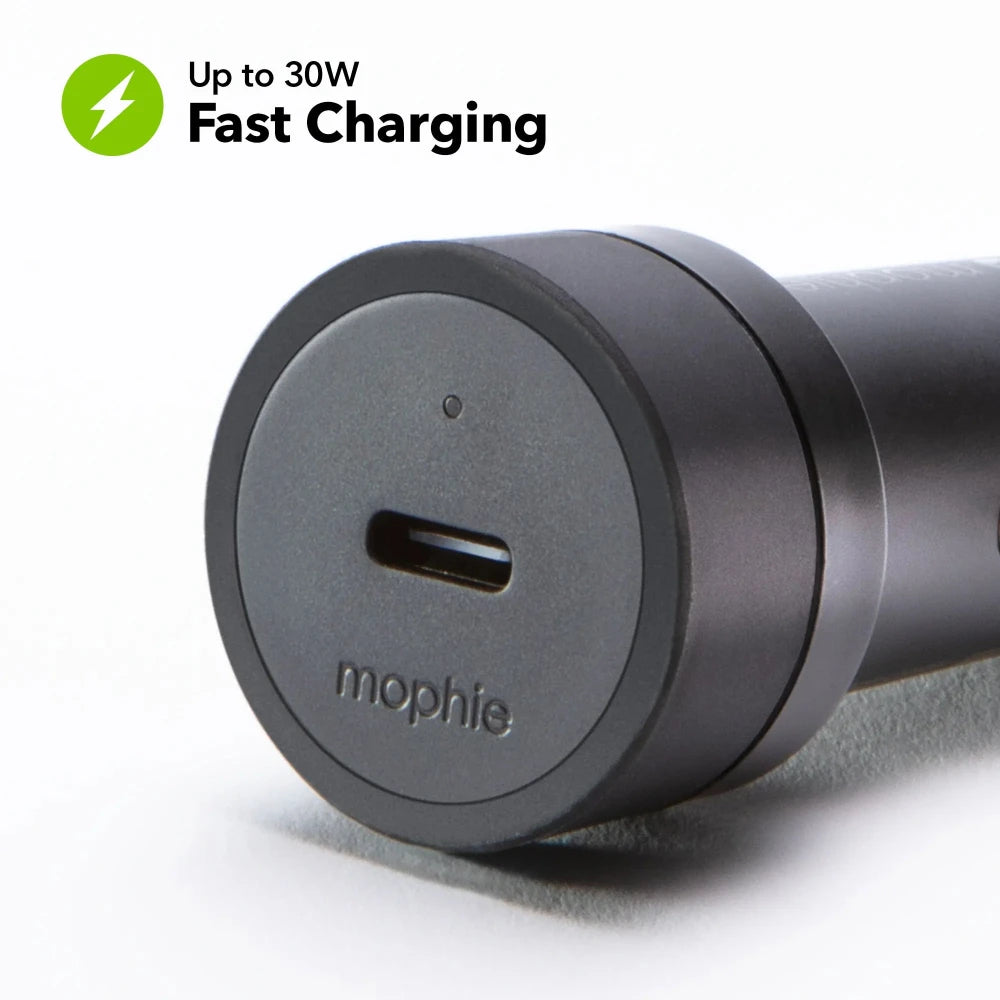 Adaptador de carga para auto Mophie 30W USB-C - Negro