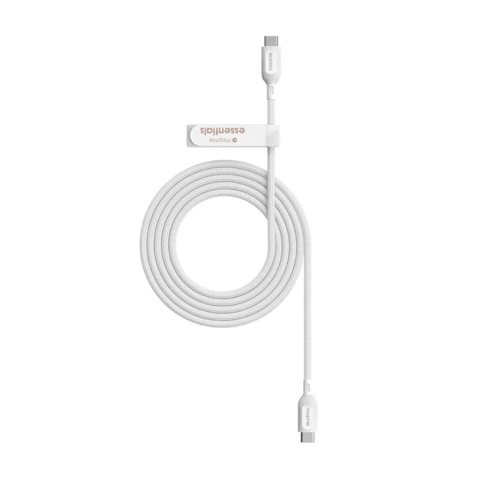 Cable Mophie essential trenzado USB-C a USB-C 60w 2m - Blanco