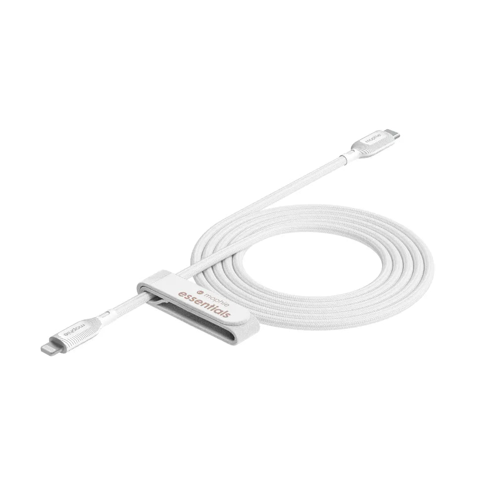 Cable Mophie essential trenzado USB-C a Lightning 60w 2m - Blanco
