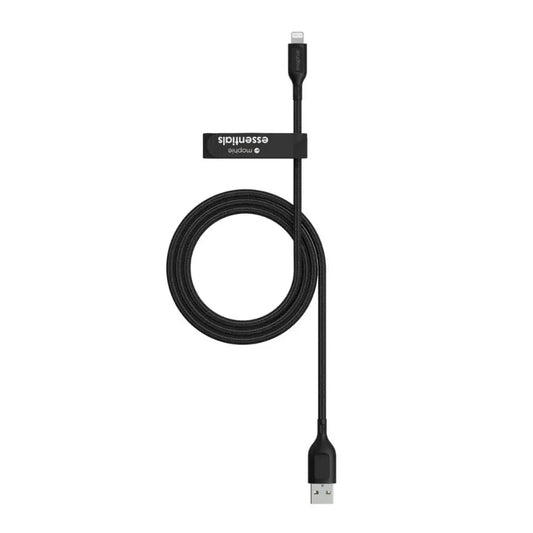 Cable Mophie essential trenzado USB-A a Lightning 12w 1m - Negro