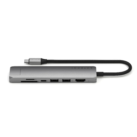 Adaptador Multipuerto Satechi Slim 7 en 1 USB-C Ethernet - Gris Espacial