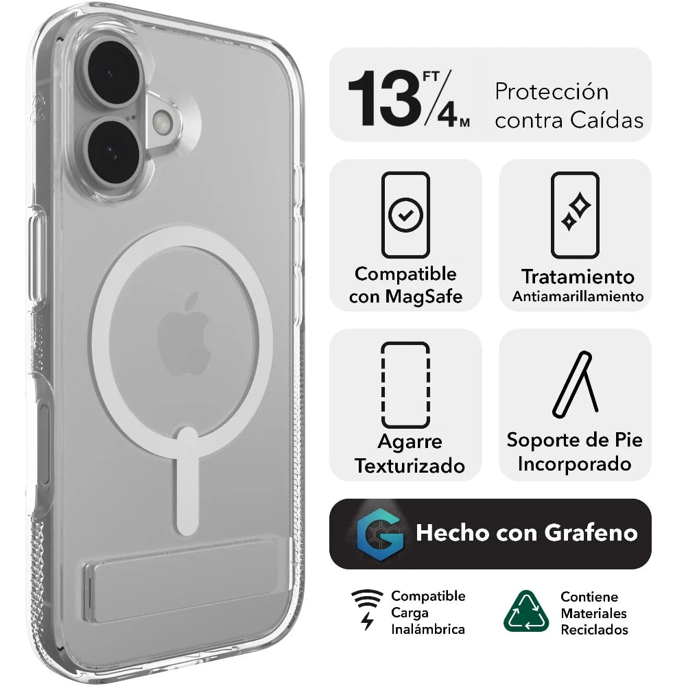 Case ZAGG Crystal Palace con MagSafe para iPhone 16 - Transparente