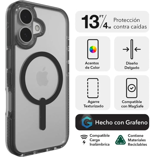 Case ZAGG Santa Cruz con MagSafe para iPhone 16 - Negro Medianoche