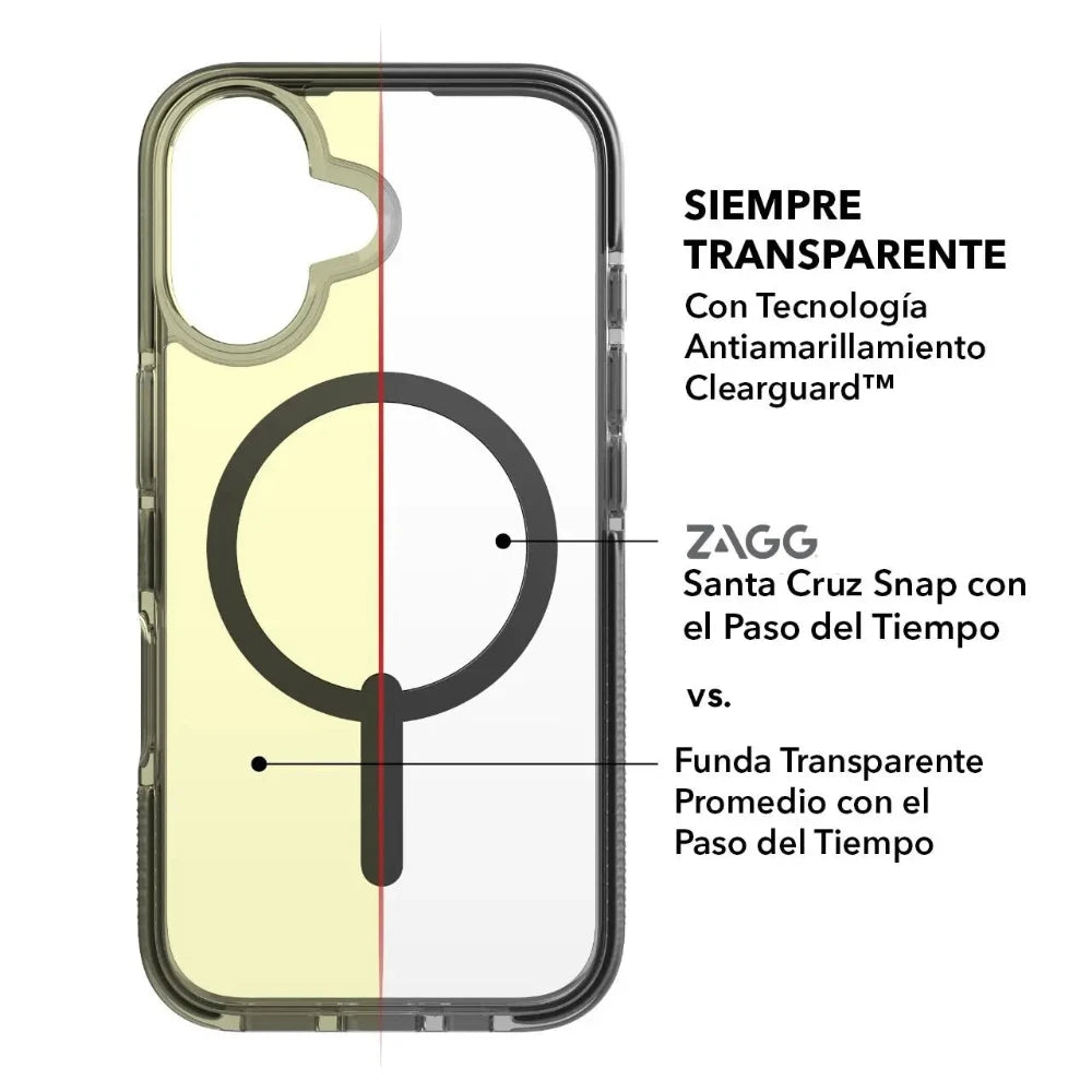 Case ZAGG Santa Cruz con MagSafe para iPhone 16 - Negro Medianoche