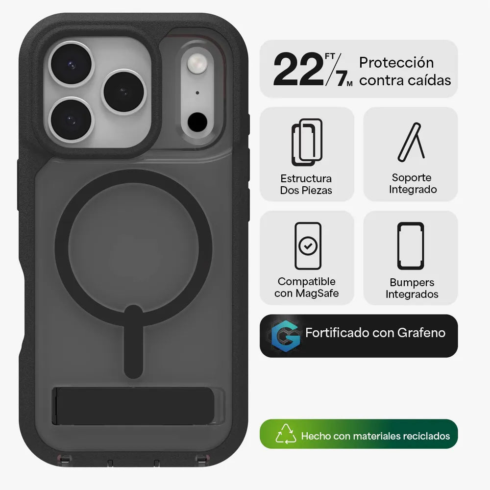Case ZAGG Rainier con MagSafe KS para iPhone 17 Pro Max - Negro Humo