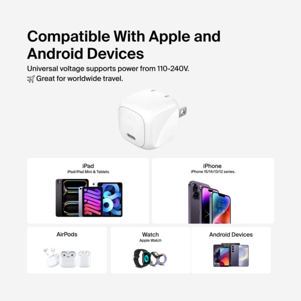 Cargador de pared Belkin USB-C 20W - Blanco