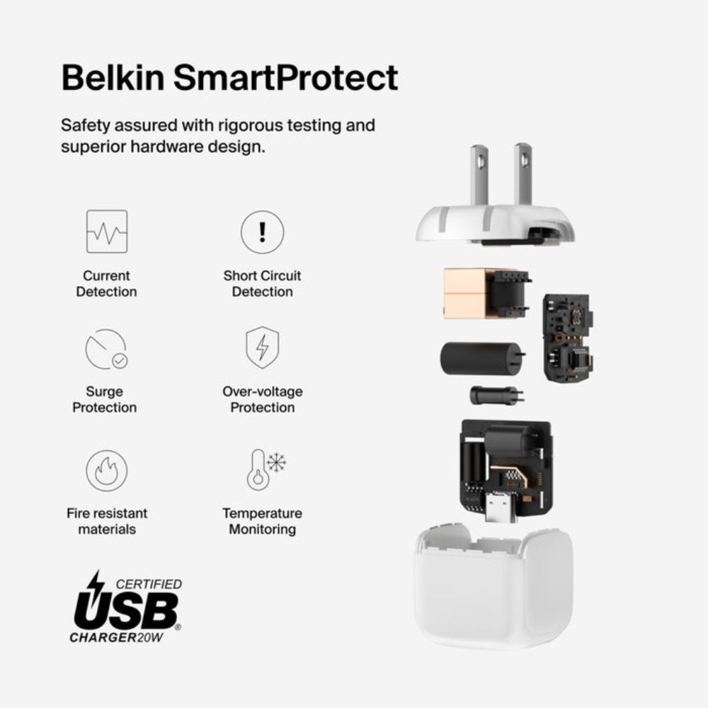 Cargador de pared Belkin USB-C 20W - Blanco