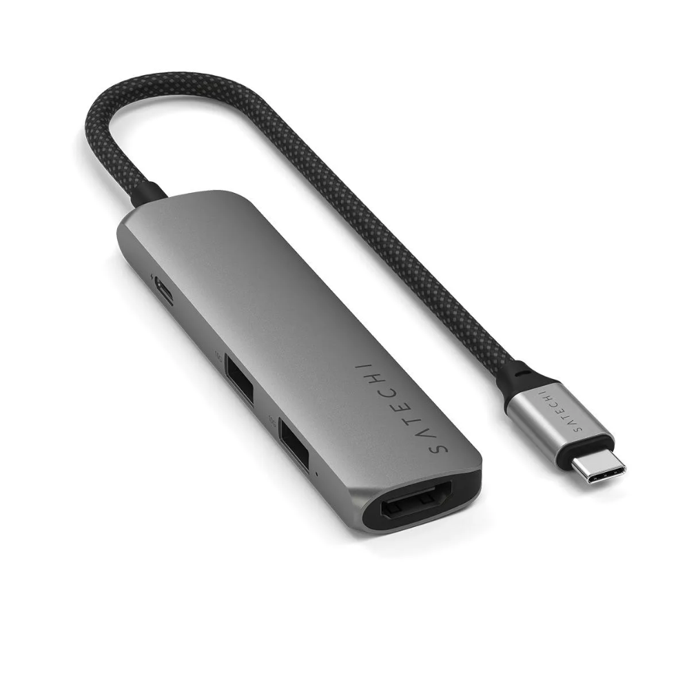 Adaptador Multipuerto Satechi Slim 4 en 1 USB-C 4K - Gris Espacial