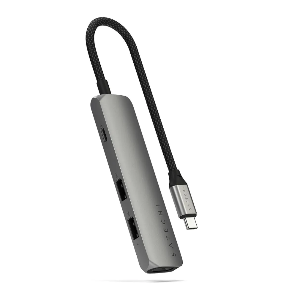 Adaptador Multipuerto Satechi Slim 4 en 1 USB-C 4K - Gris Espacial