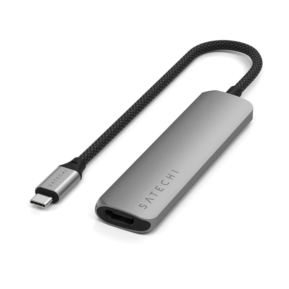 Adaptador Multipuerto Satechi Slim 4 en 1 USB-C 4K - Gris Espacial