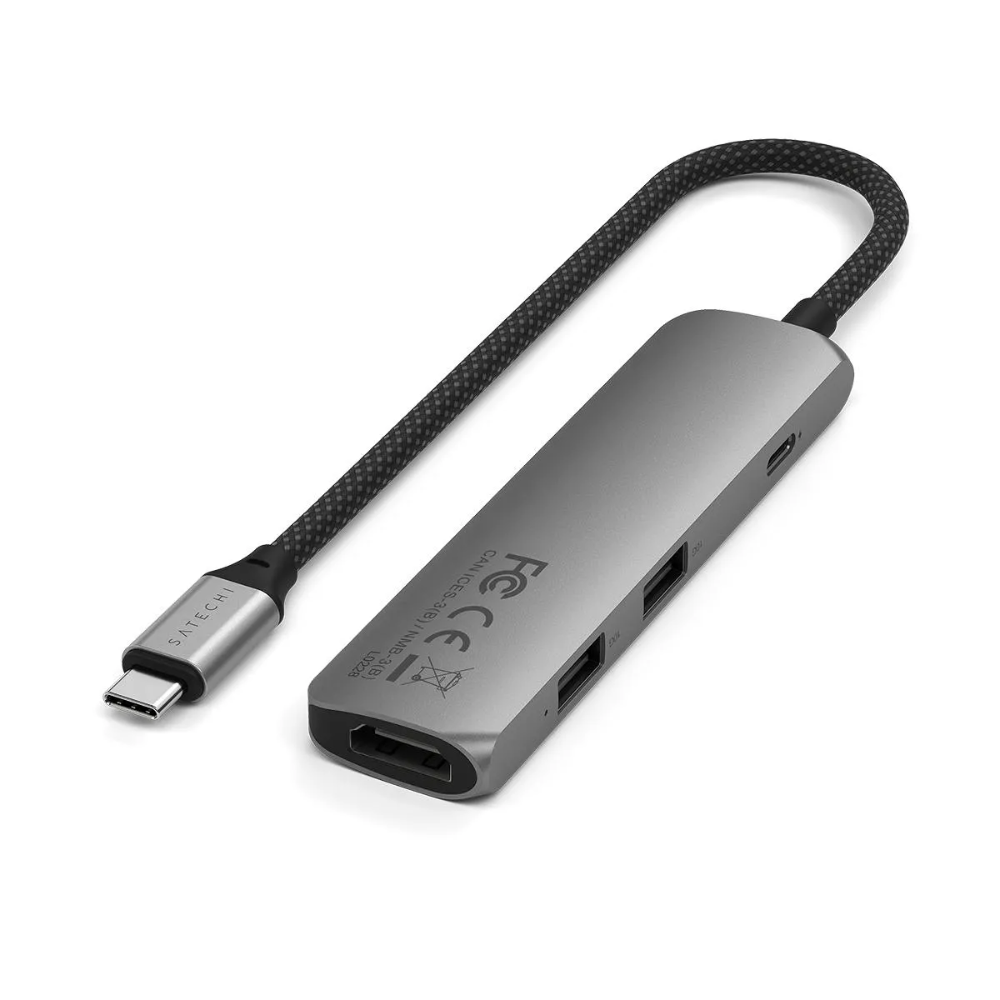 Adaptador Multipuerto Satechi Slim 4 en 1 USB-C 4K - Gris Espacial