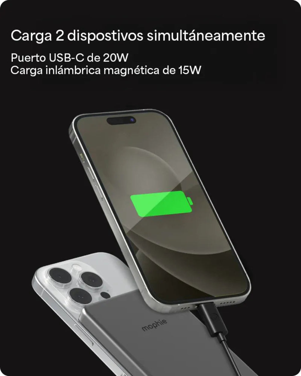 Batería mophie Powerstation Mini Qi2 de 15W 5000mAh - Negro — vista 4 | iShop Colombia