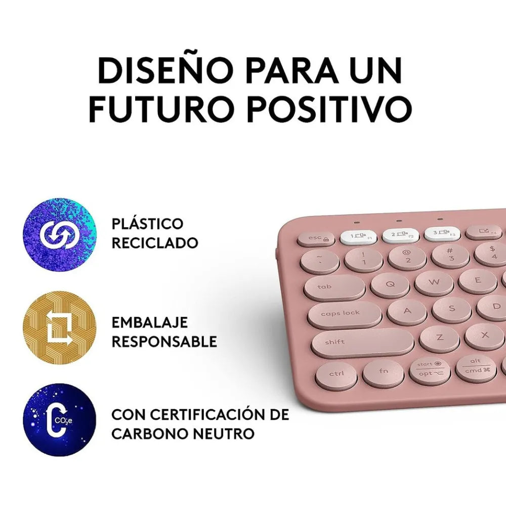 Teclado Bluetooth Multidispositivo Logitech Pebble Keys 2 K380s - Rosa