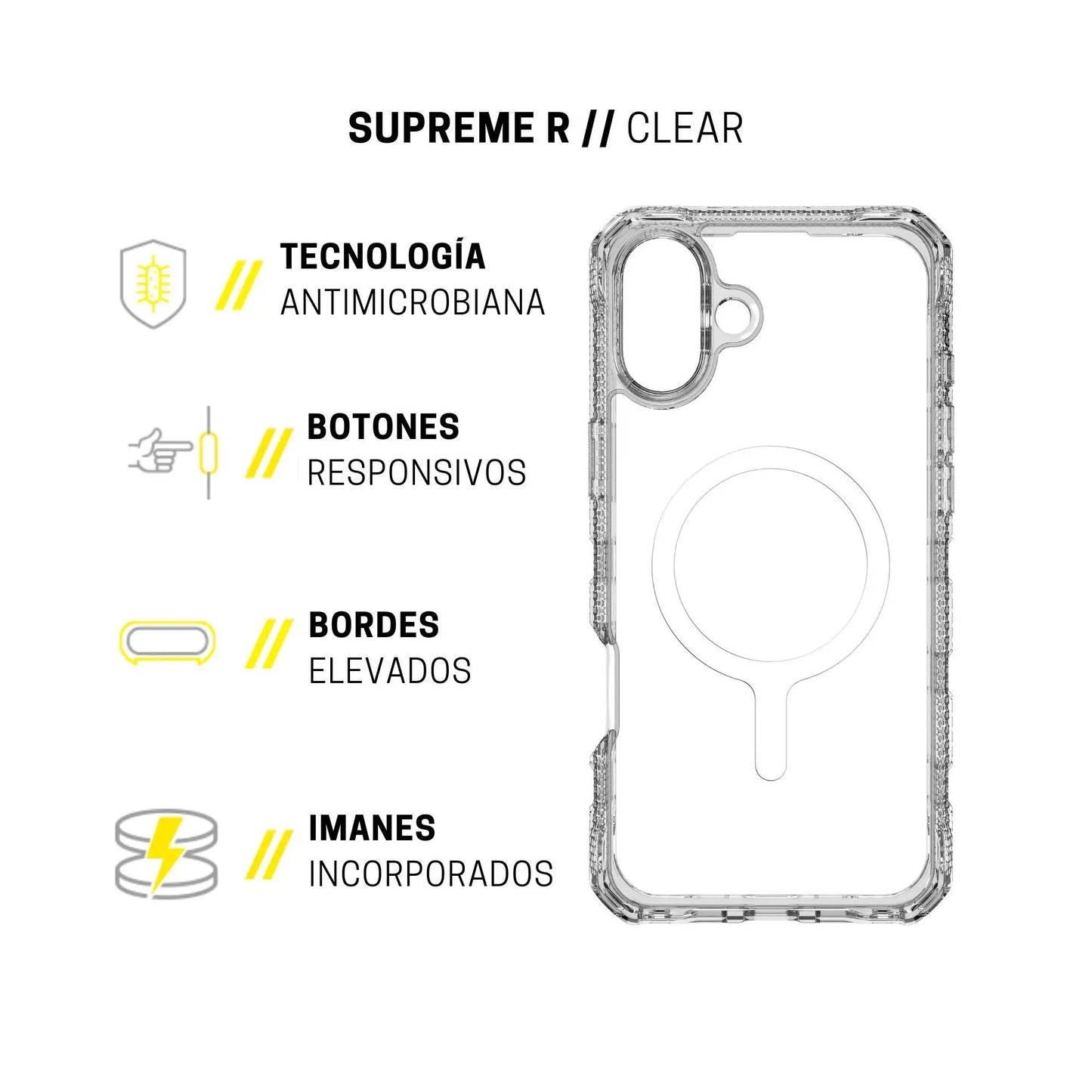 Case ItSkins Supreme R Clear con MagSafe para iPhone 16 - Transparente