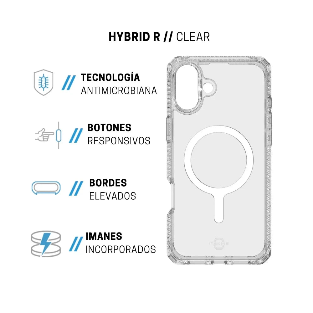 Case ItSkins Hybrid R Clear con MagSafe para iPhone 16 Plus - Transparente