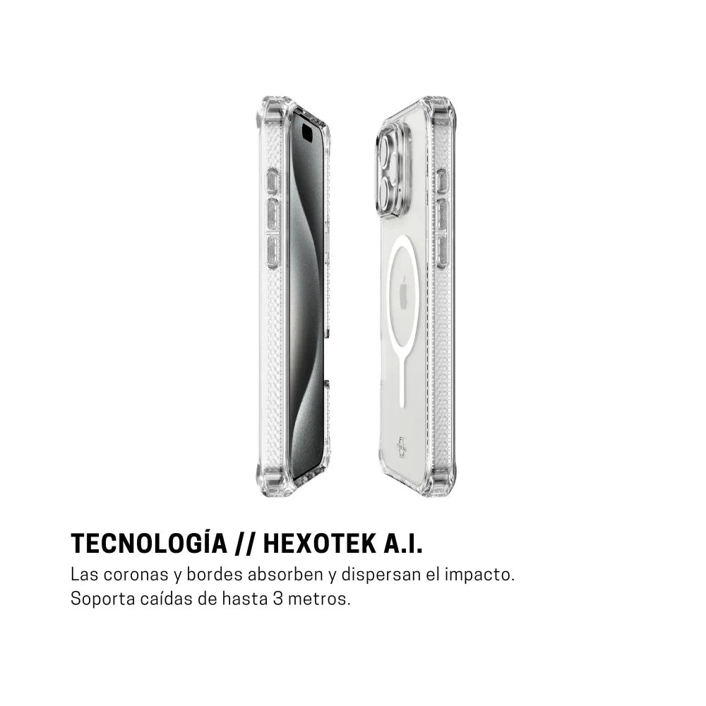 Case ItSkins Hybrid R Clear con MagSafe para iPhone 16 Pro Max - Transparente