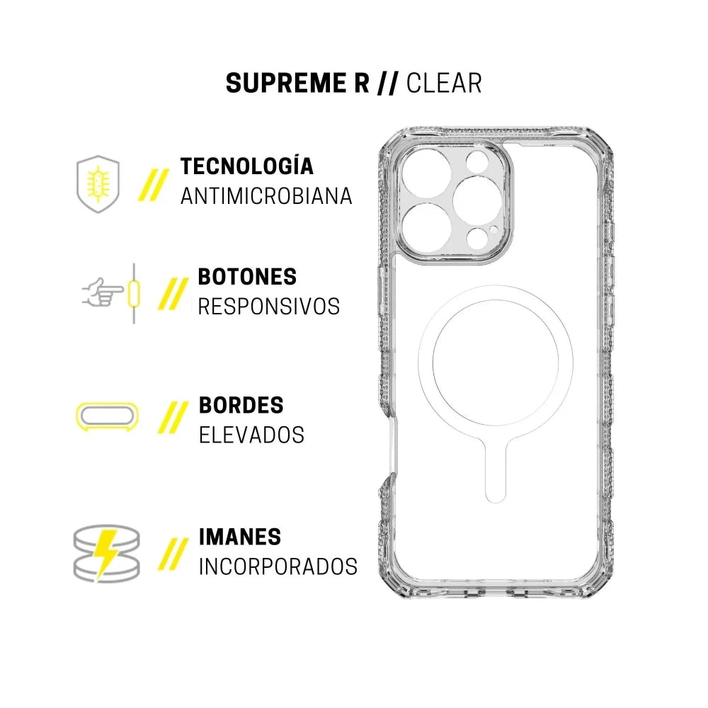 Case ItSkins Supreme R Clear con MagSafe para iPhone 16 Pro Max - Transparente