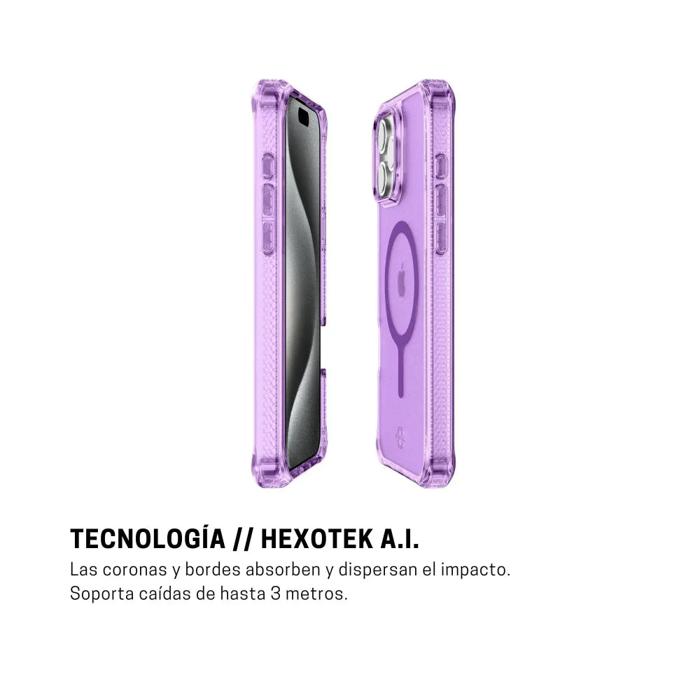 Case ItSkins Hybrid R Vapor con MagSafe para iPhone 16 Pro - Morado