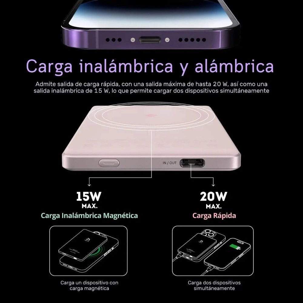 Batería portátil con cargador margético Adam Elements GRAVITY C5 - 5000mAh - Gris