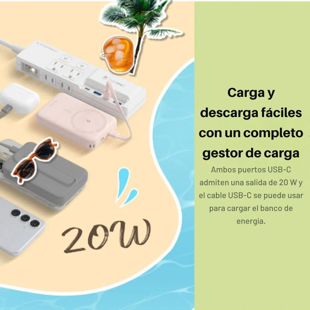 Batería portátil Adam Elements VIONTA C2 Pro, 8 en 1 de 10,000mAh - Gris
