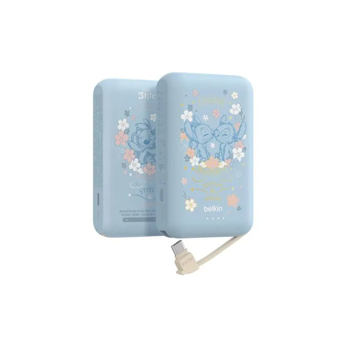 Batería Externa Belkin Lilo & Stitch 10.000 mAh 20W con Cable USB-C y Puerto USB-C - Azul claro