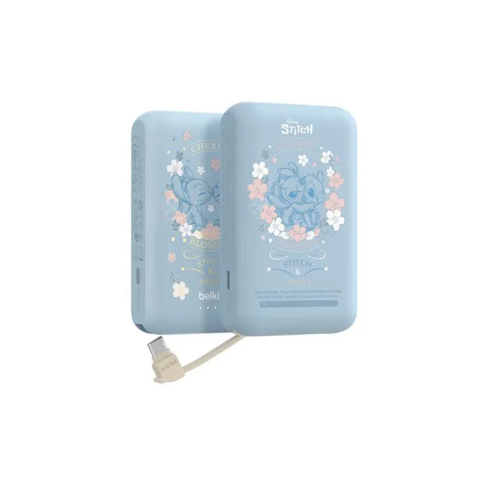 Batería Externa Belkin Lilo & Stitch 10.000 mAh 20W con Cable USB-C y Puerto USB-C - Azul claro