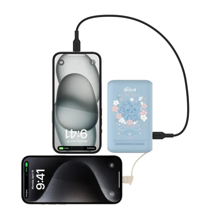 Batería Externa Belkin Lilo & Stitch 10.000 mAh 20W con Cable USB-C y Puerto USB-C - Azul claro