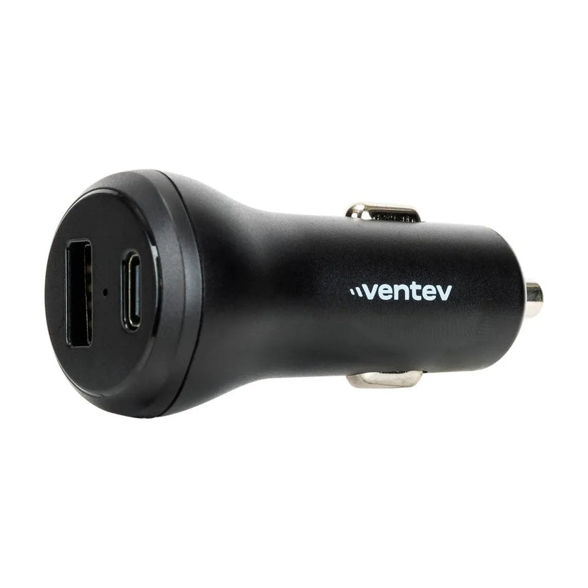 Cargador de carro Ventev dual 32W USB-C y USB-A - Negro