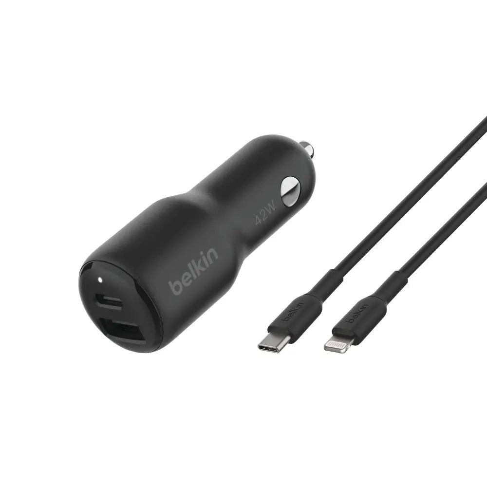 Cargador Carro Belkin Dual 42W USB-A + USB-C - Negro