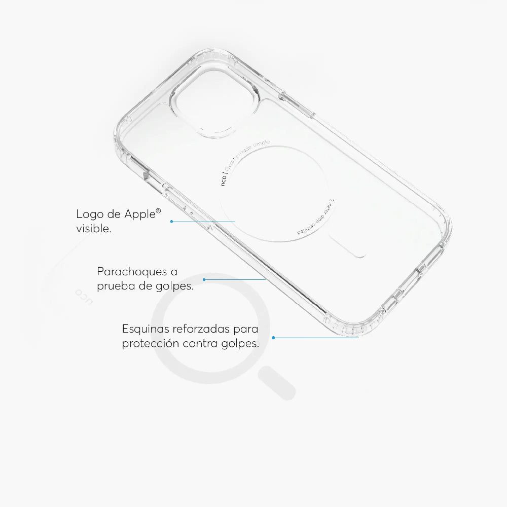 Case NCO SafeCase Clear con MagSafe para iPhone 15 - Transparente