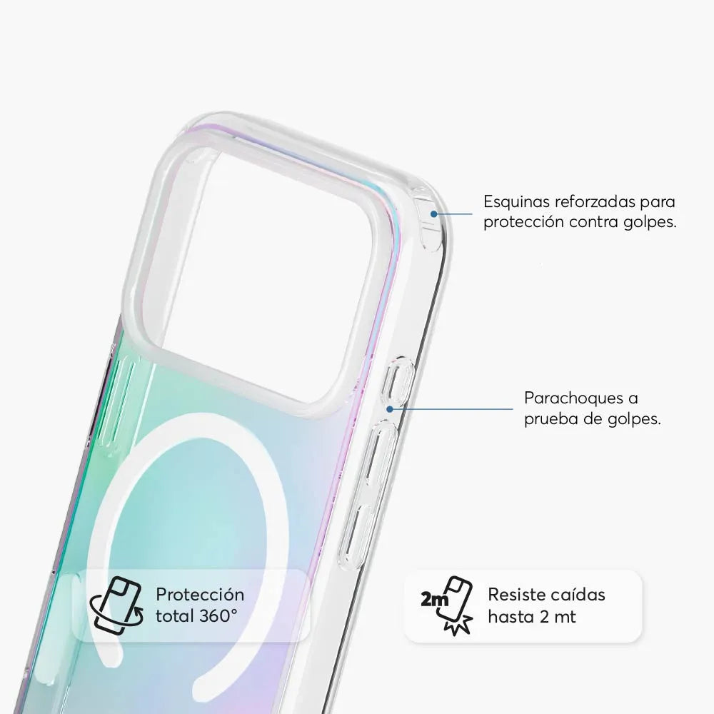 Case NCO SafeCase Clear con MagSafe para iPhone 17 Pro - Arcoiris