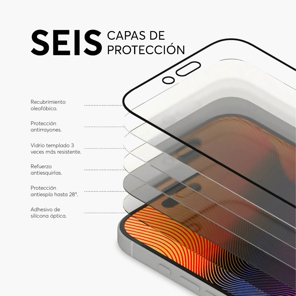 Protector de Pantalla NCO GlassGuard Privacy para iPhone 17 Air - Negro