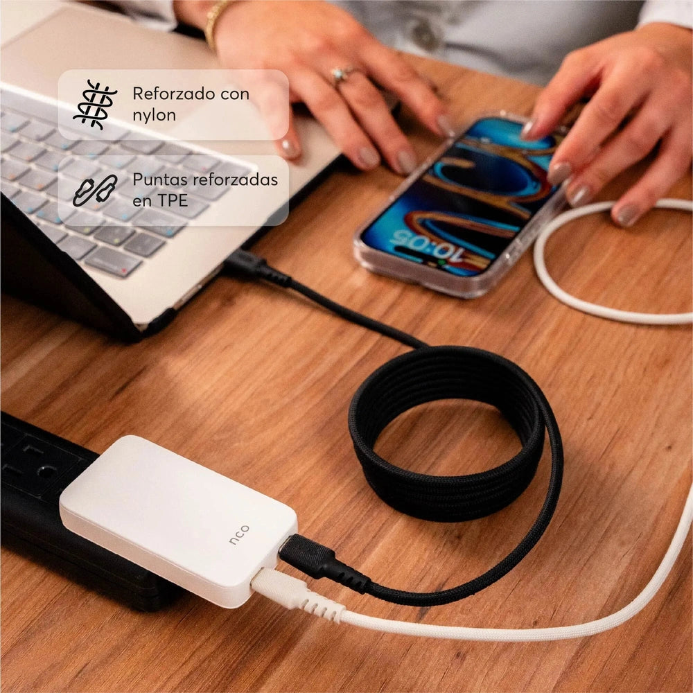 Cable Magnetico NCO PowerForce 2m USB-C a USB-C - Negro