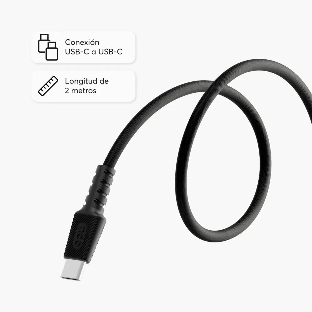 Cable Magnetico NCO PowerForce 2m USB-C a USB-C - Negro